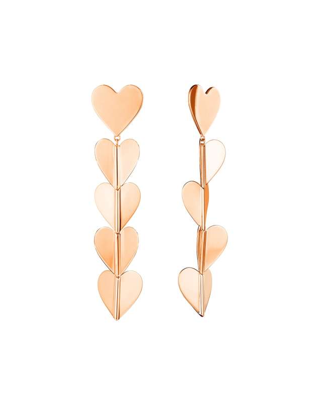18k Rose Gold Wings of Love Drop Earrings, Large